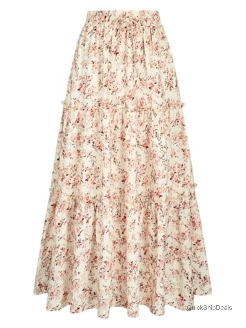 Women's High Waist Pleated Ruffle Maxi Skirt Flowy Beach Boho